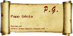 Papp Génia névjegykártya